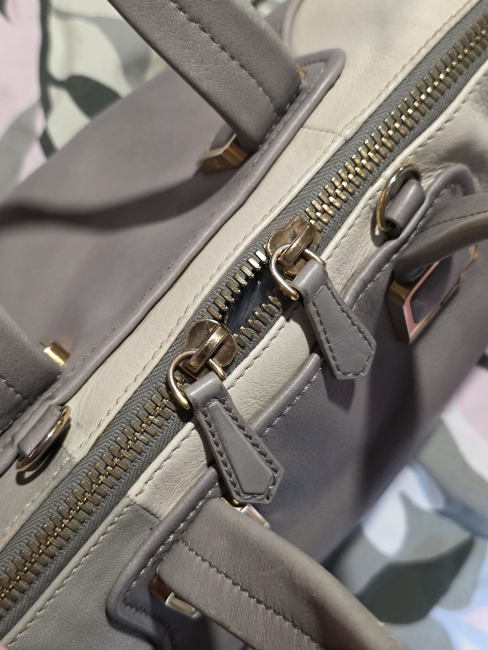 Beautiful Fendi Chameleon Satchel in a highly versatile, neutral colorblock. - Picture 12 of 16